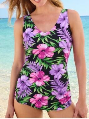 New Sarong Skirted Front One
Piece
Swimsuits For All Floral Plus Size 24 3X